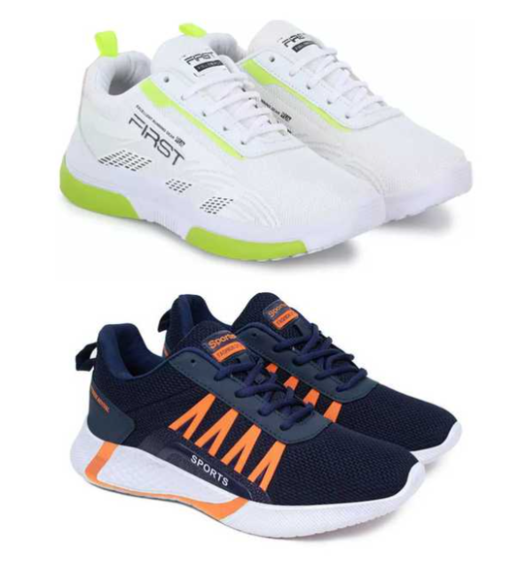 Premium Men's Sports Shoes Combo - White &amp; Blue (Size 6, Pack of 2) | Cushioned Athletic Footwear