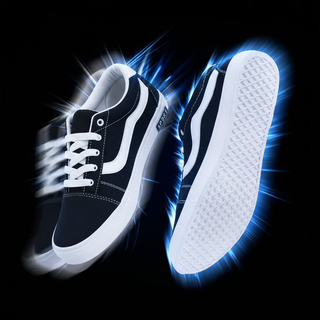 Black and white sneakers on a white background